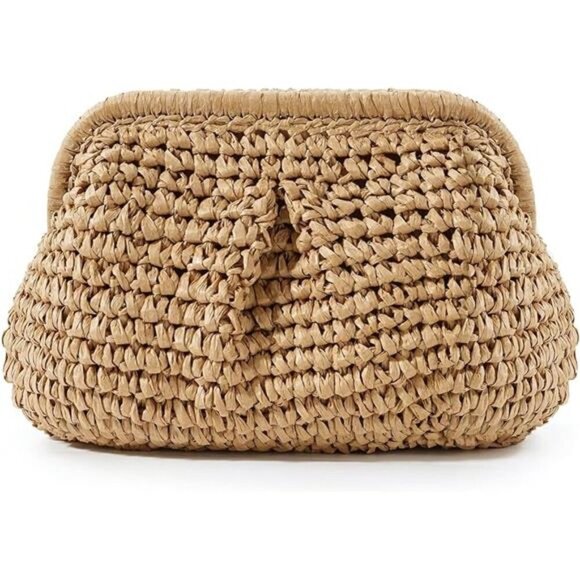 Straw Purse for Women, Beach Bag Summer Woven Clutch Purses, Cloud Crossbody - Picture 1 of 7